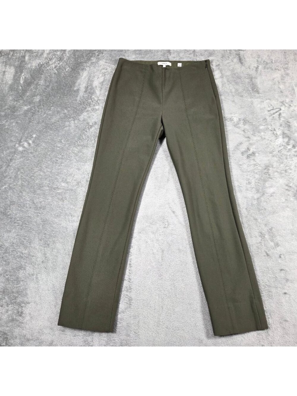 Vince Pants Small Green Italian Cotton Blend Stitch Front Seam Leggings Preppy